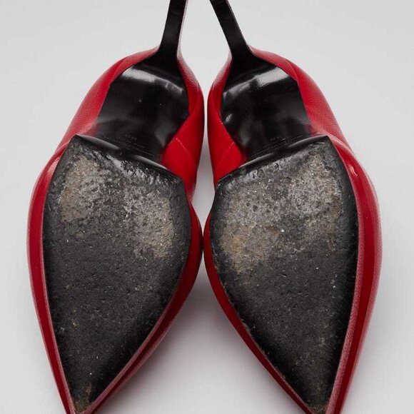 Yves Saint Laurent Red Pebbled Leather Janis Pumps Size 4.5/35 - Picture 3 of 5